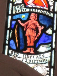A native American in a stained glass window, St George's Church, Gt Bromley